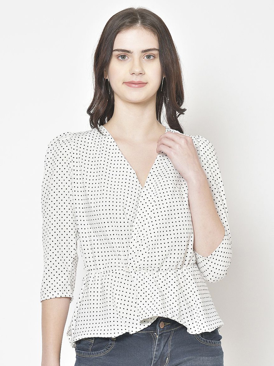 

Moda Rapido Women Checked Printed Crepe Top, White