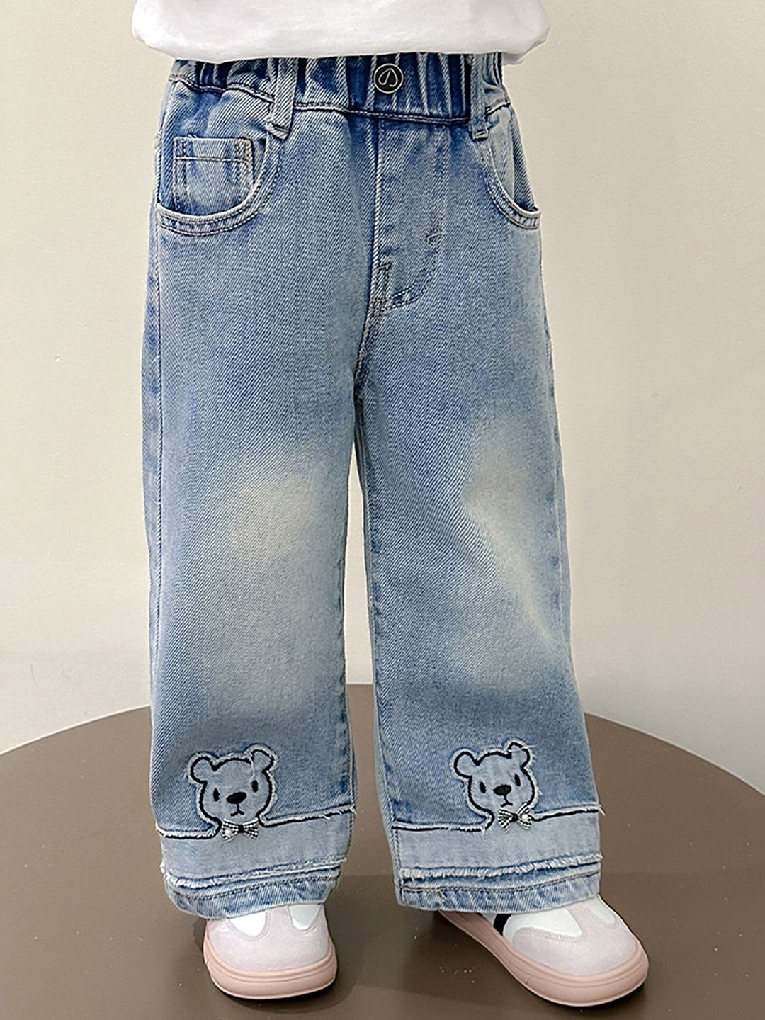

LULU & SKY Girls Cotton High-Rise Light Fade Jeans, Blue