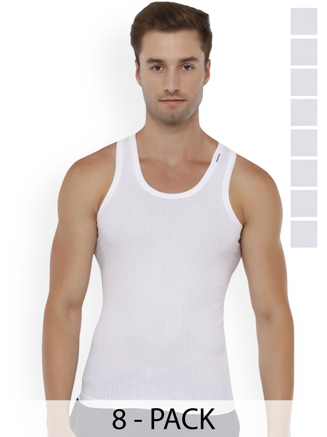 

Rupa Pack Of 8 Cotton Innerwear Vests Frontline-Xing-Whit-RN-8-85, White