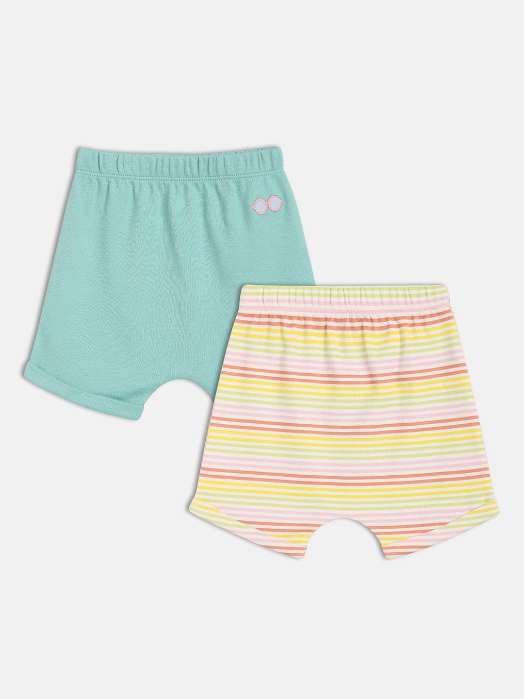 

MINI KLUB Girls Pack Of 2 Striped Cotton Shorts, Blue