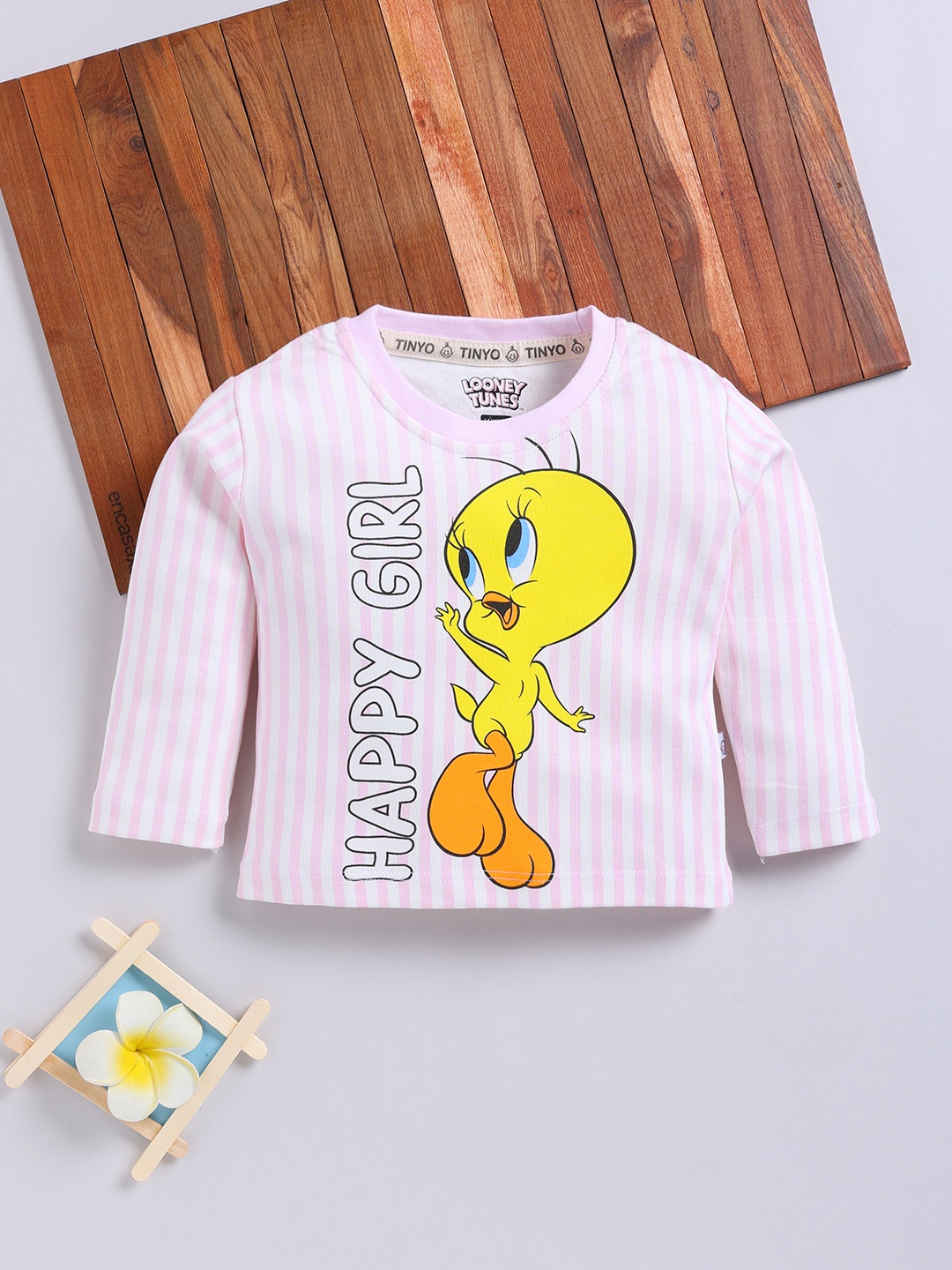 

YK X Tinyo Infant Girls Tweety Printed Cotton T-shirt, Pink