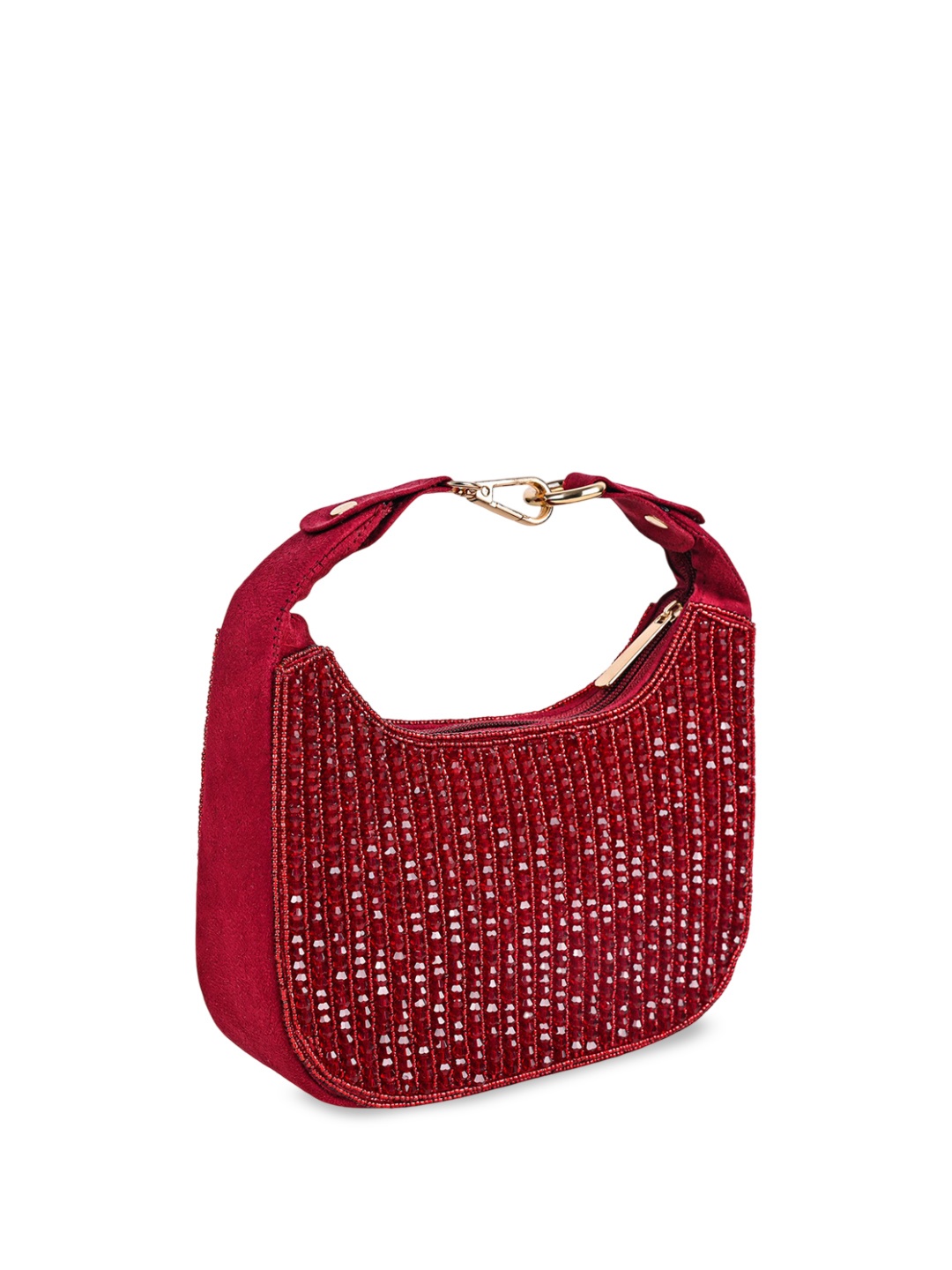 

MARKQUES Women Embellished Structured Handheld Bag, Red