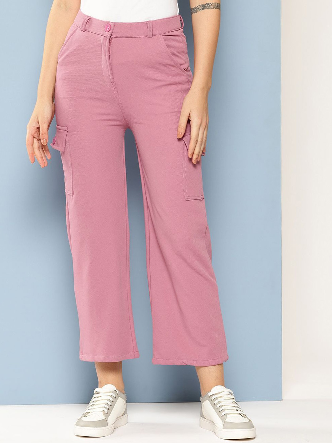 

CORSICA Women High-Rise Chinos Trousers, Pink