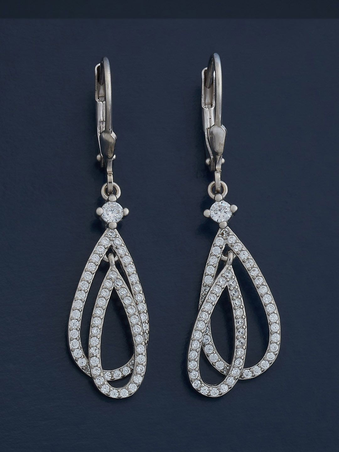 

Kushal's Fashion Jewellery 92.5 Sterling Silver Rhodium-Plated CZ Studded Hoop Earrings