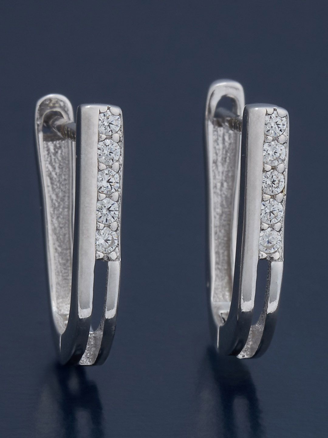 

Kushal's Fashion Jewellery 92.5 Sterling Silver Rhodium-Plated CZ Hoop Earrings