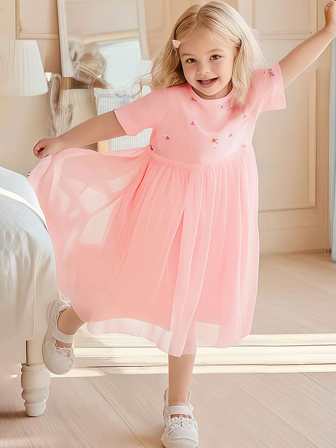 

LULU & SKY Girls Printed Fit-Flare Dress, Pink
