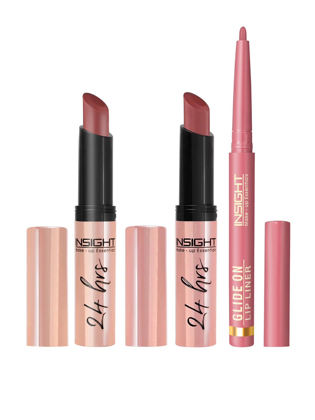 

Insight Cosmetics Set of Glide On Lip Liner - Ghosted & 24 Hrs Matte Lipstick - Moody, Nude