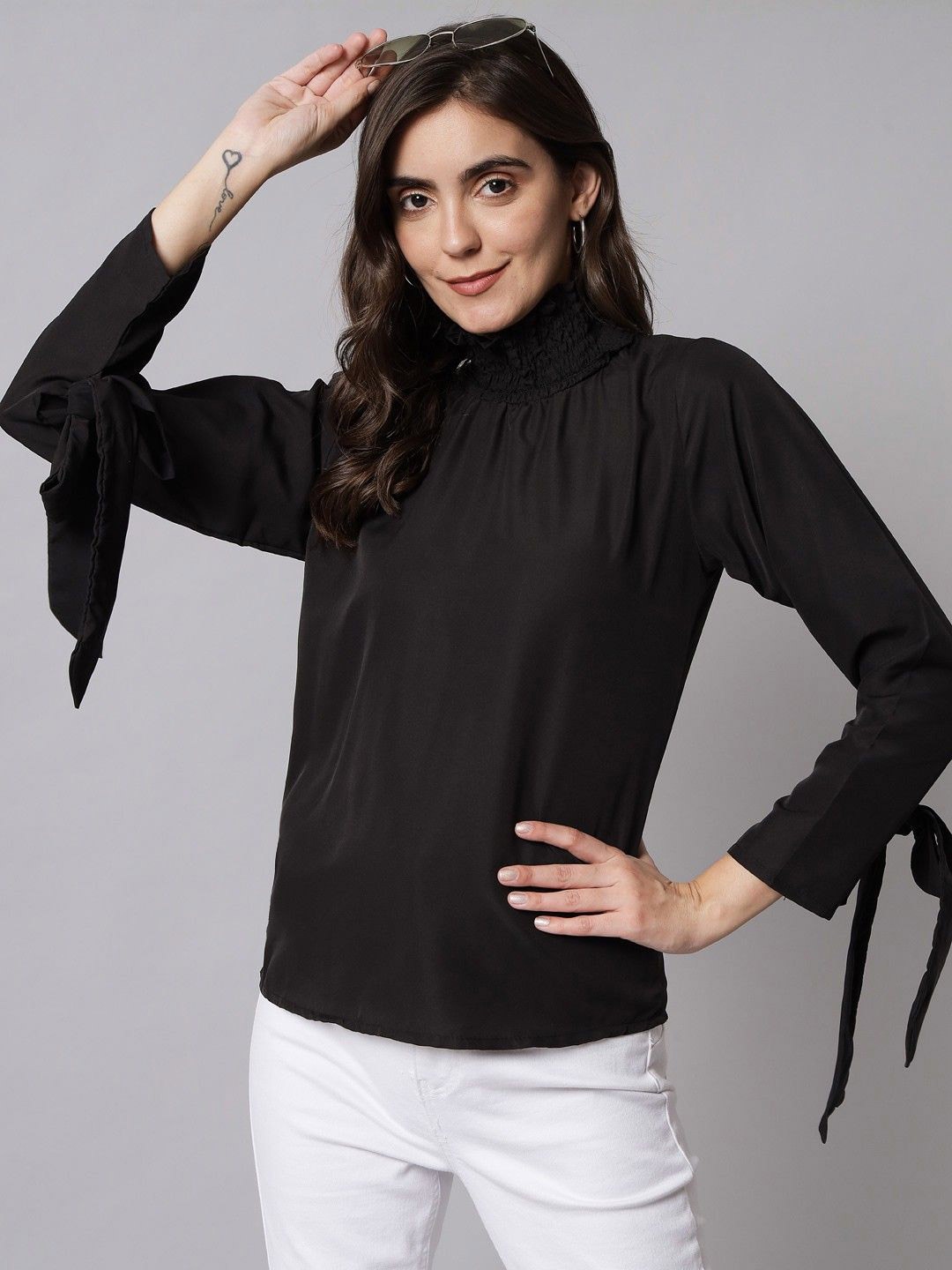 

WESTCHIC Crepe Crop Top, Black