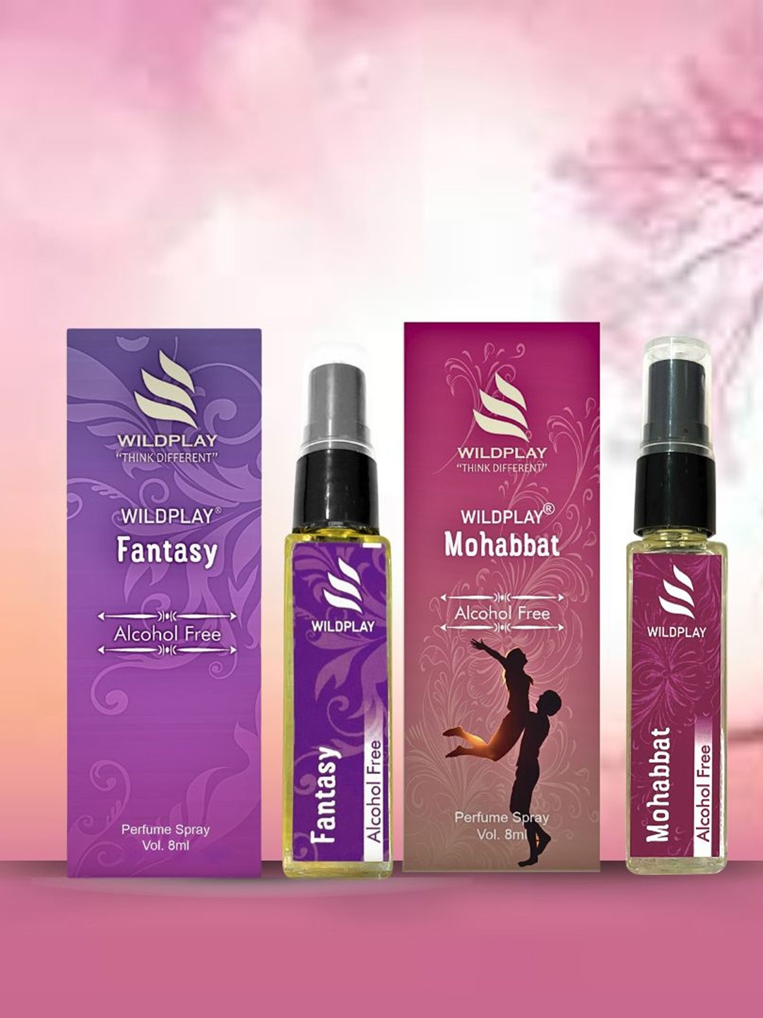 

WILDPLAY Set Of 2 Fantasy & Mohabbat Alcohol Free Perfume - 8 ml Each, Magenta