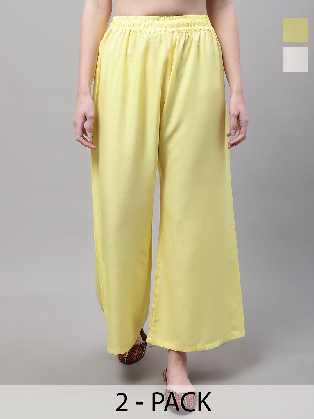

Valles365 by S.C. Women Pack of 2 Flared Ethnic Palazzos, Cream