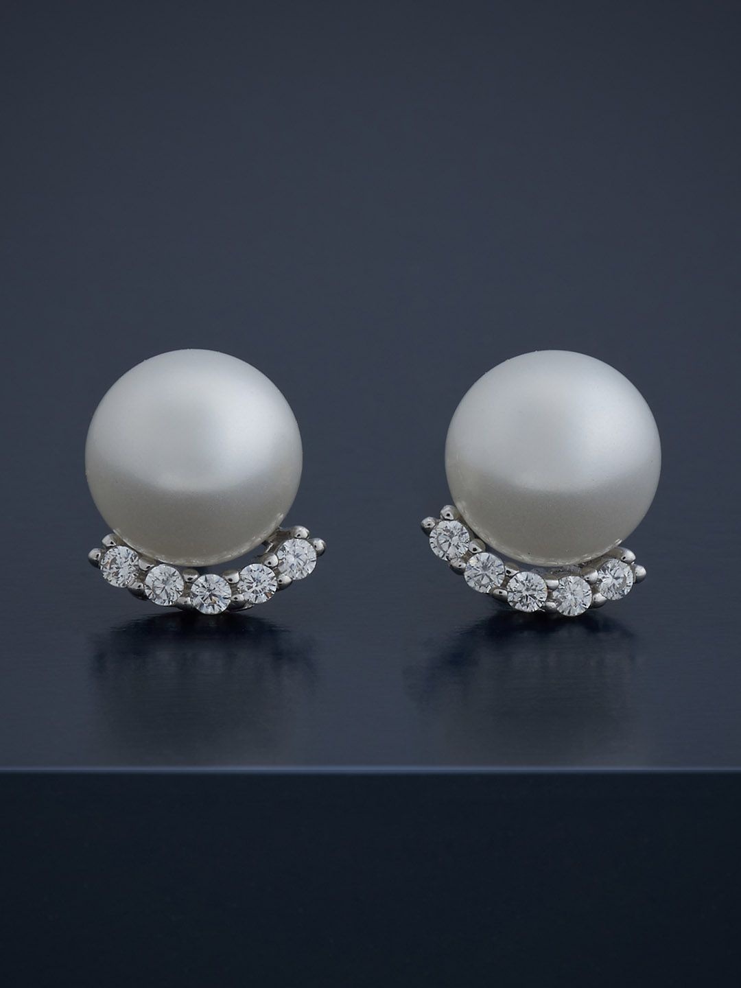 

Kushal's Fashion Jewellery 92.5 Sterling Silver Rhodium-Plated Pearls Studded Studs