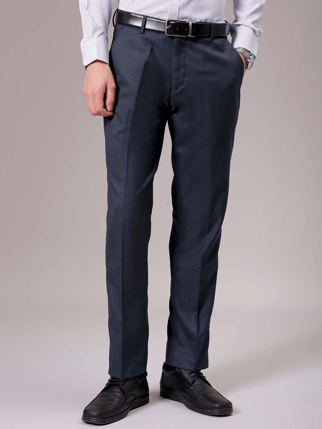 

The Indian Garage Co. X Luxe Men Formal Trousers, Navy blue