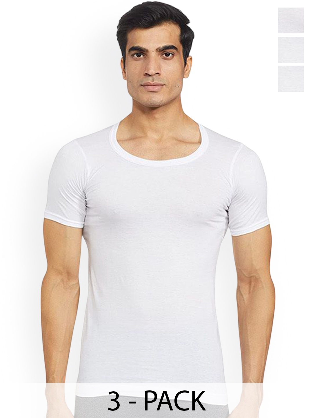 

Rupa Pack Of 3 Pure Cotton Undershirt Vests Frontline-Sky-White-RNS-3-85