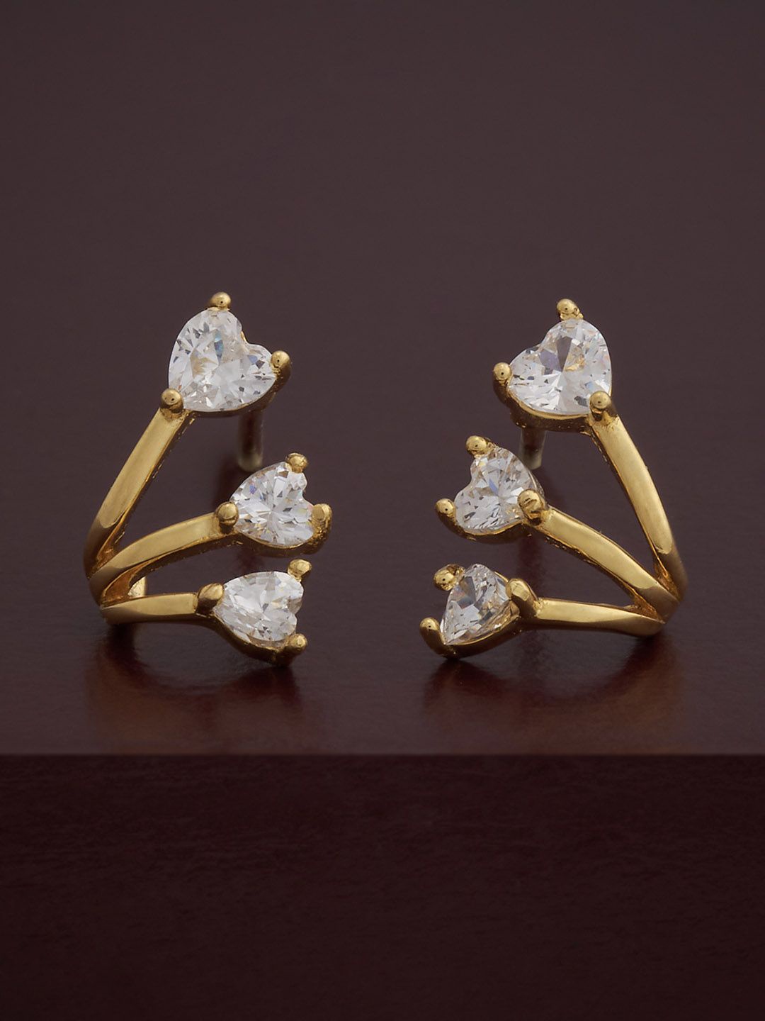 

Kushal's Fashion Jewellery 92.5 Silver Gold Plated CZ Studs Earrings