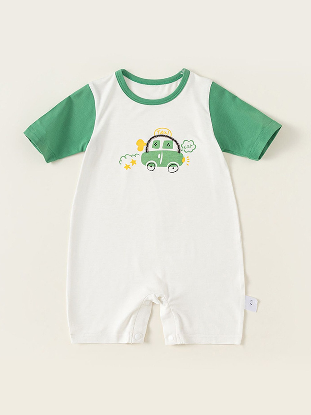 

LULU & SKY Infants Printed Rompers, Green