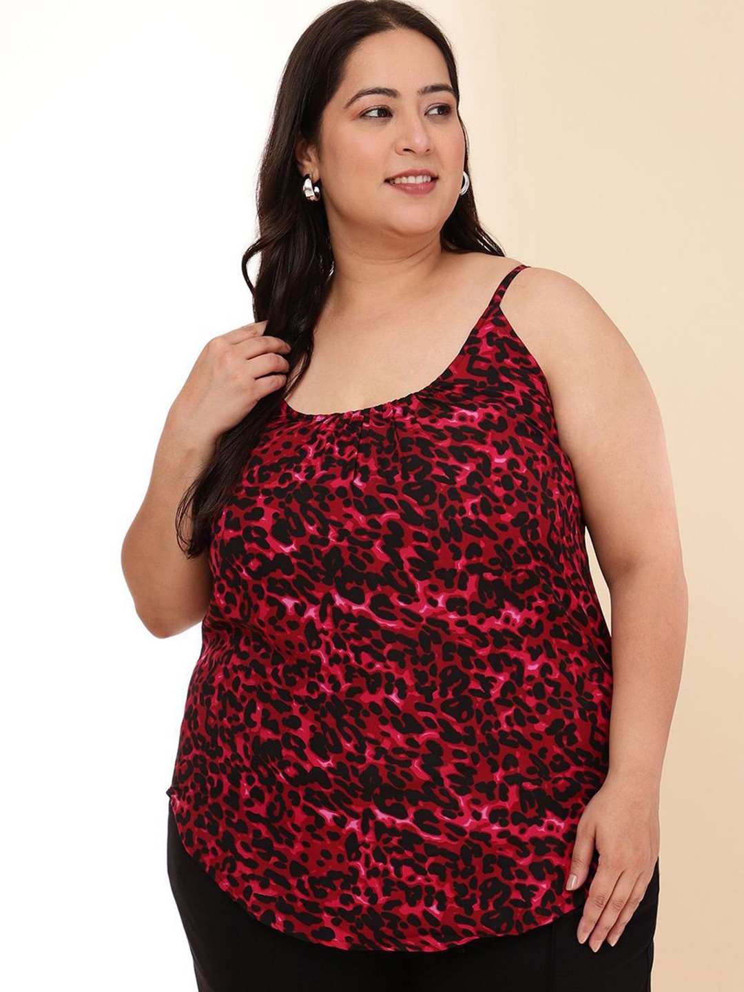 

DressBerry Curve Animal Print Top, Maroon