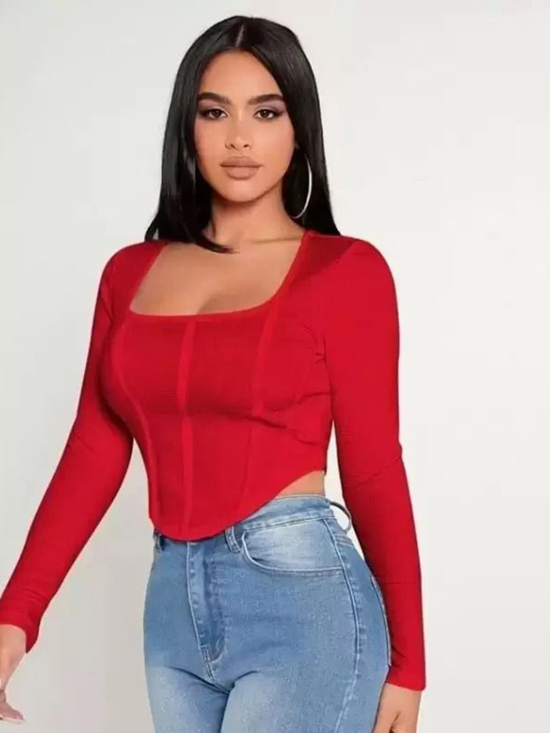 

WESTCHIC Crepe Crop Top, Red