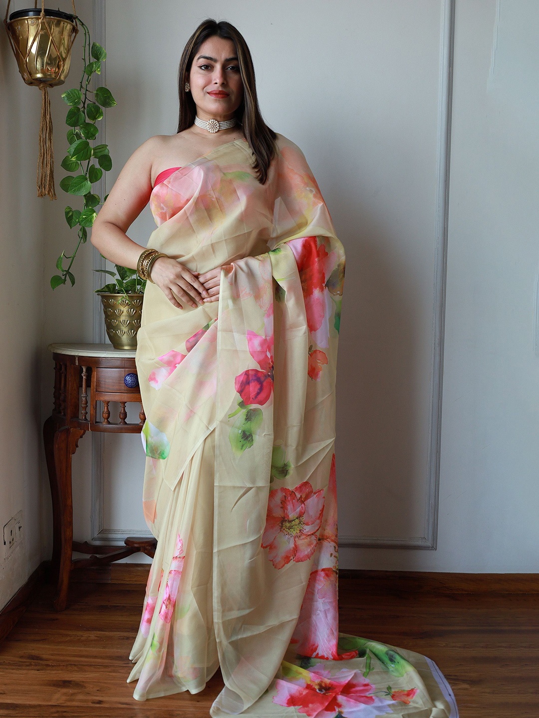 

Anouk Floral Organza Saree, Yellow