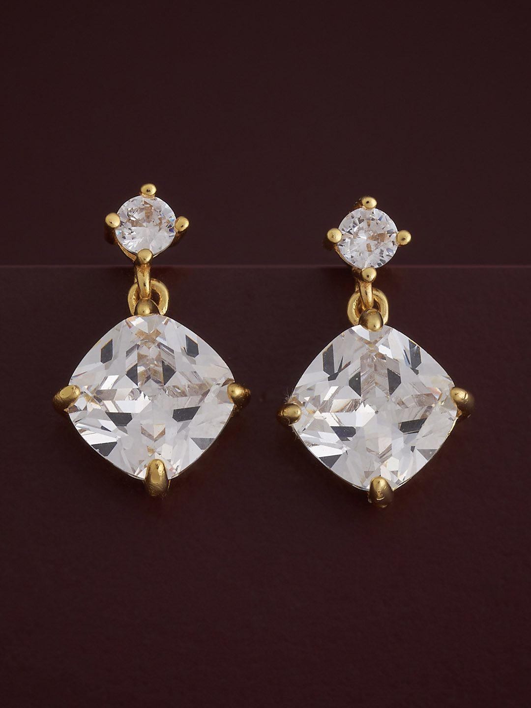 

Kushal's Fashion Jewellery 92.5 Silver Gold Plated CZ Party Drop Earrings