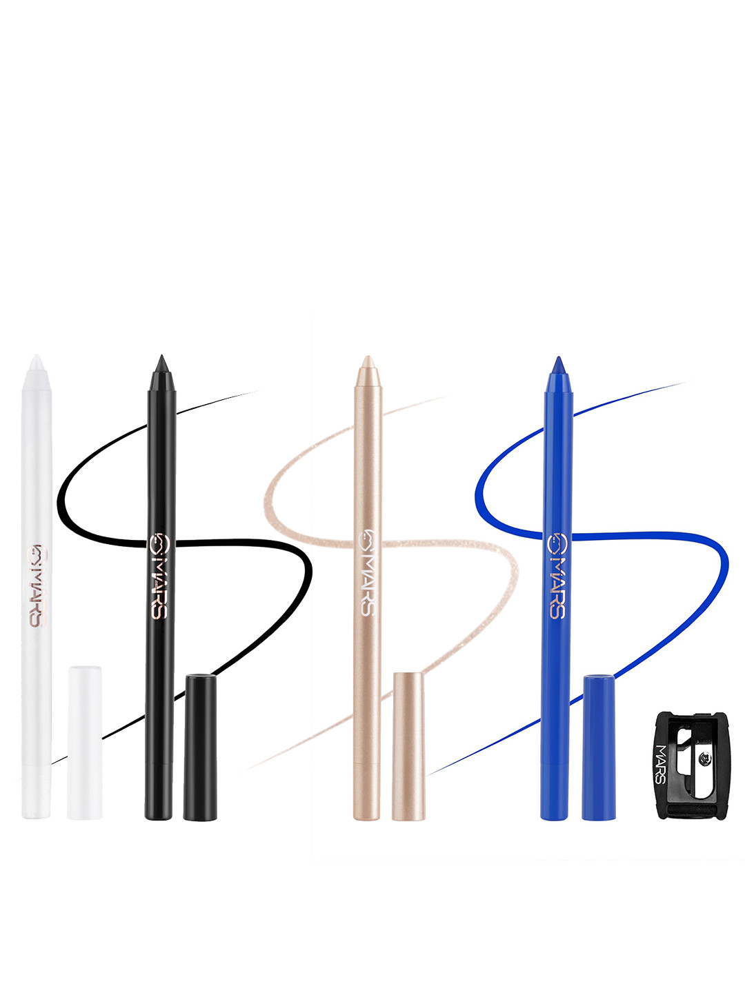 

MARS Set Of 4 Smooth Glide Pencil Kajal With Sharpener - 1.4g Each, Multi