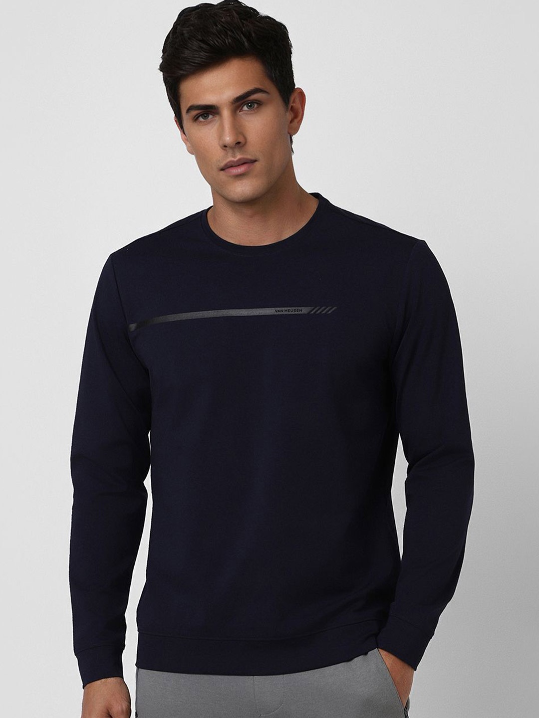 

Van Heusen Flex Men Printed Antimicrobial Pullover Sweatshirt, Navy blue