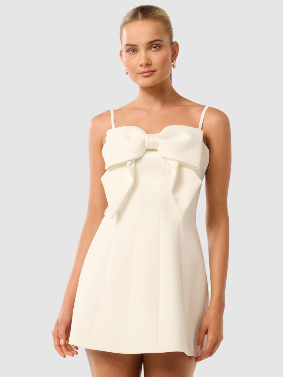 

Forever New Women Shoulder Straps Mini Fit & Flare Dress, White