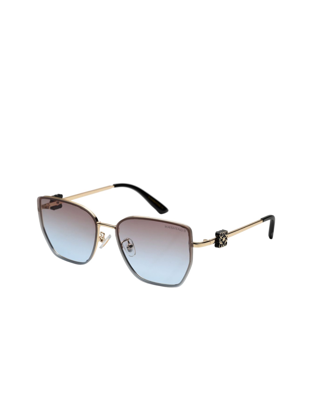 

HASHTAG EYEWEAR Women Rectangle Sunglasses SEVA-5G40-GLD D BL-Gradient, Brown
