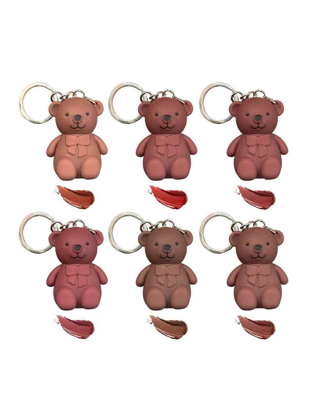

VBA 2-in-1 Keychain Bear Set Of 3 Matte Lipstick - 5 ml Each - Shade - 03 - 05 - 06, Nude