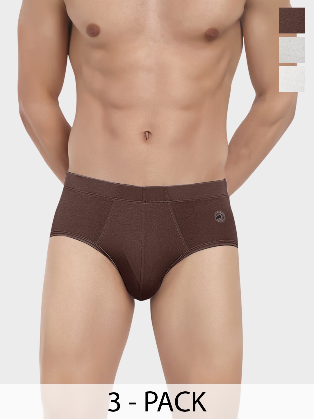 

LOGGERHEAD Pack Of 3 Cotton Hipster Briefs LHIB012-Grey-Brown-White