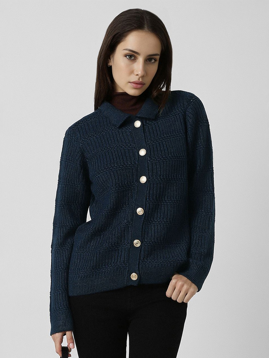 

Van Heusen Woman Textured Cardigan Sweater, Navy blue