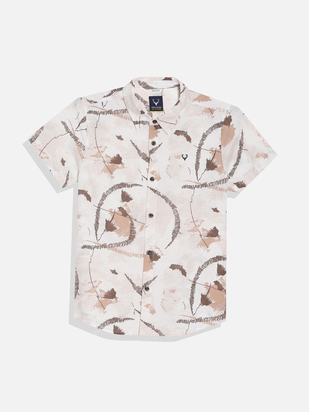 

Allen Solly Junior Boys Spread Collar Abstract Printed Cotton Casual Shirt, White