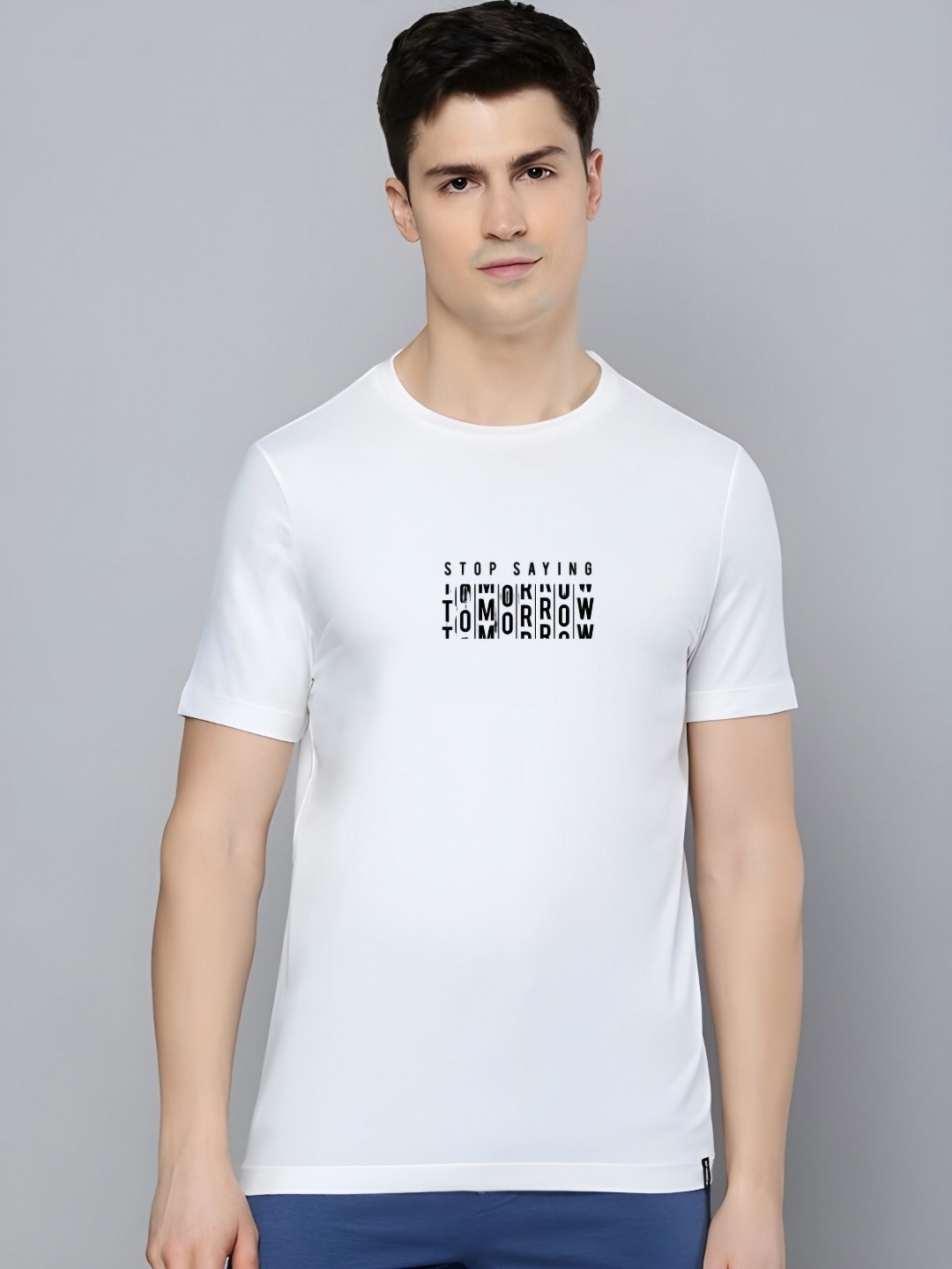

Moda Rapido Men Typography Printed Round Neck Cotton T-shirt, White