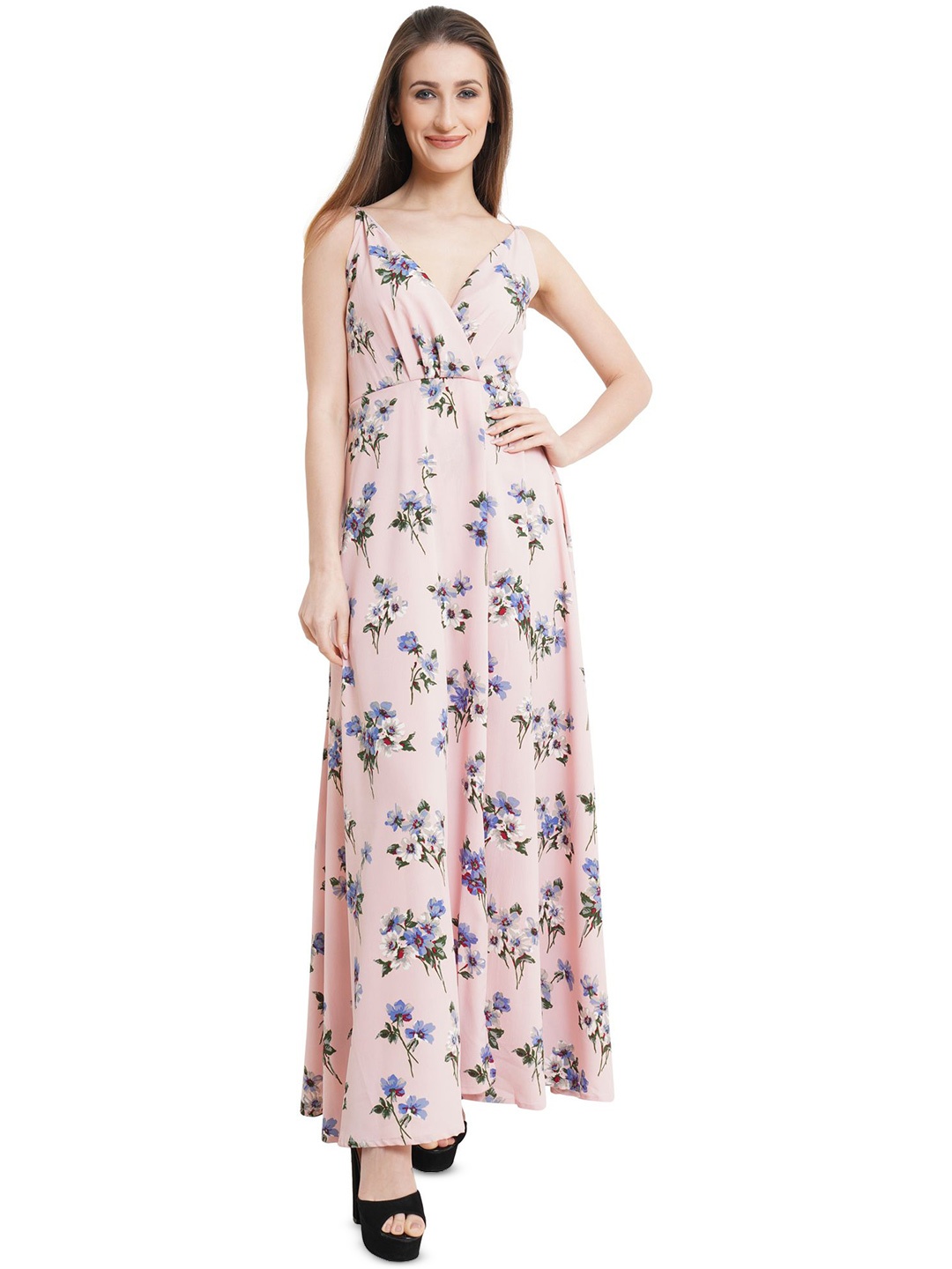 

MISS HAUTE Women Floral Print Maxi Dress, Pink