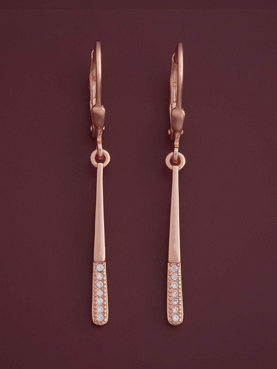 

Kushal's Fashion Jewellery 92.5 Silver Rose Gold-Plated CZ Hoop Earrings