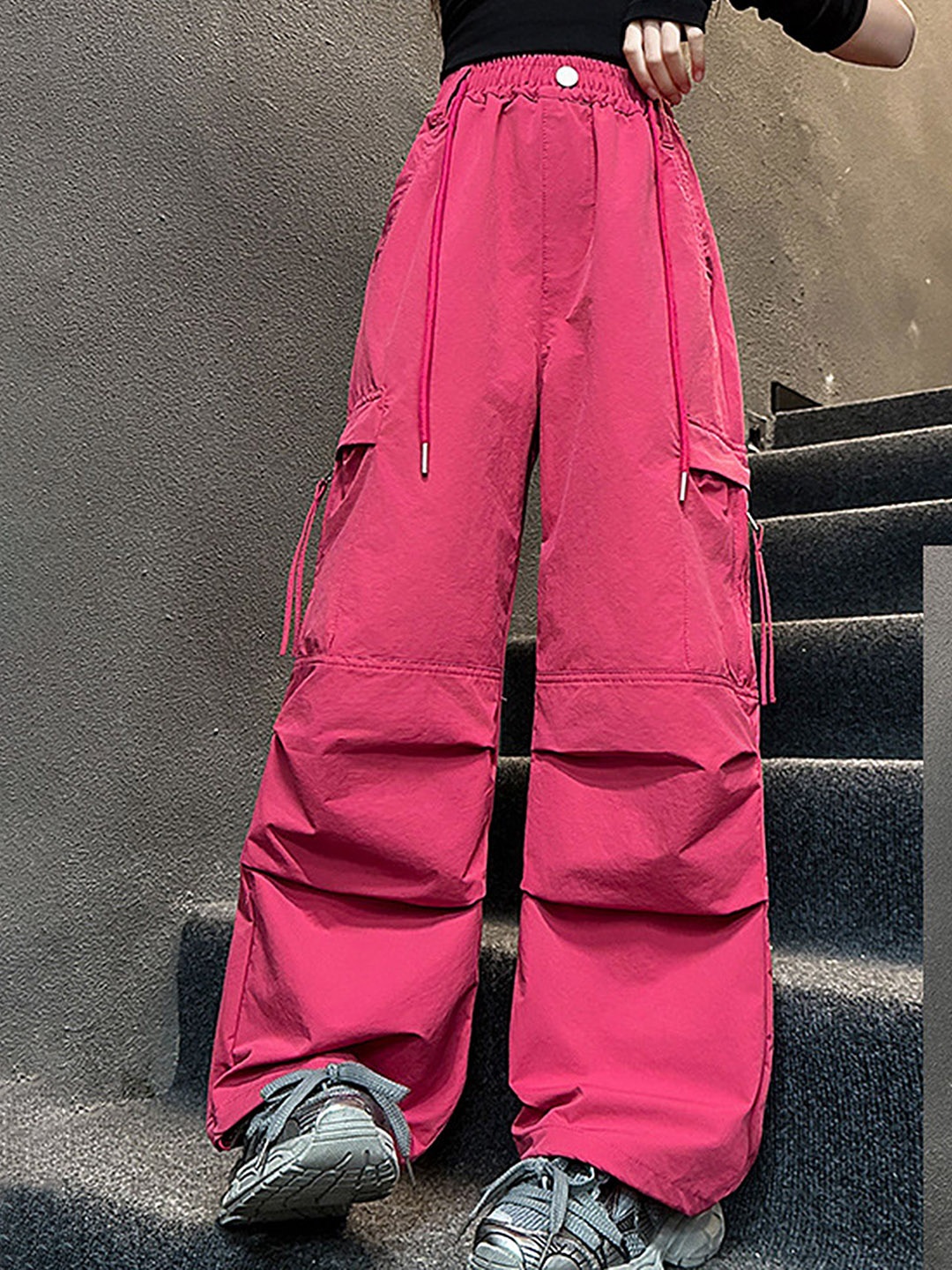 

LULU & SKY Girls Mid-Rise Loose Fit Slip-On Chinos Trousers, Pink