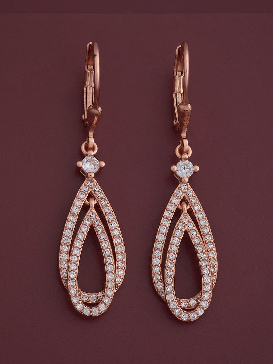 

Kushal's Fashion Jewellery 92.5 Silve Rose Gold-Plated Zircon Hoop Earrings
