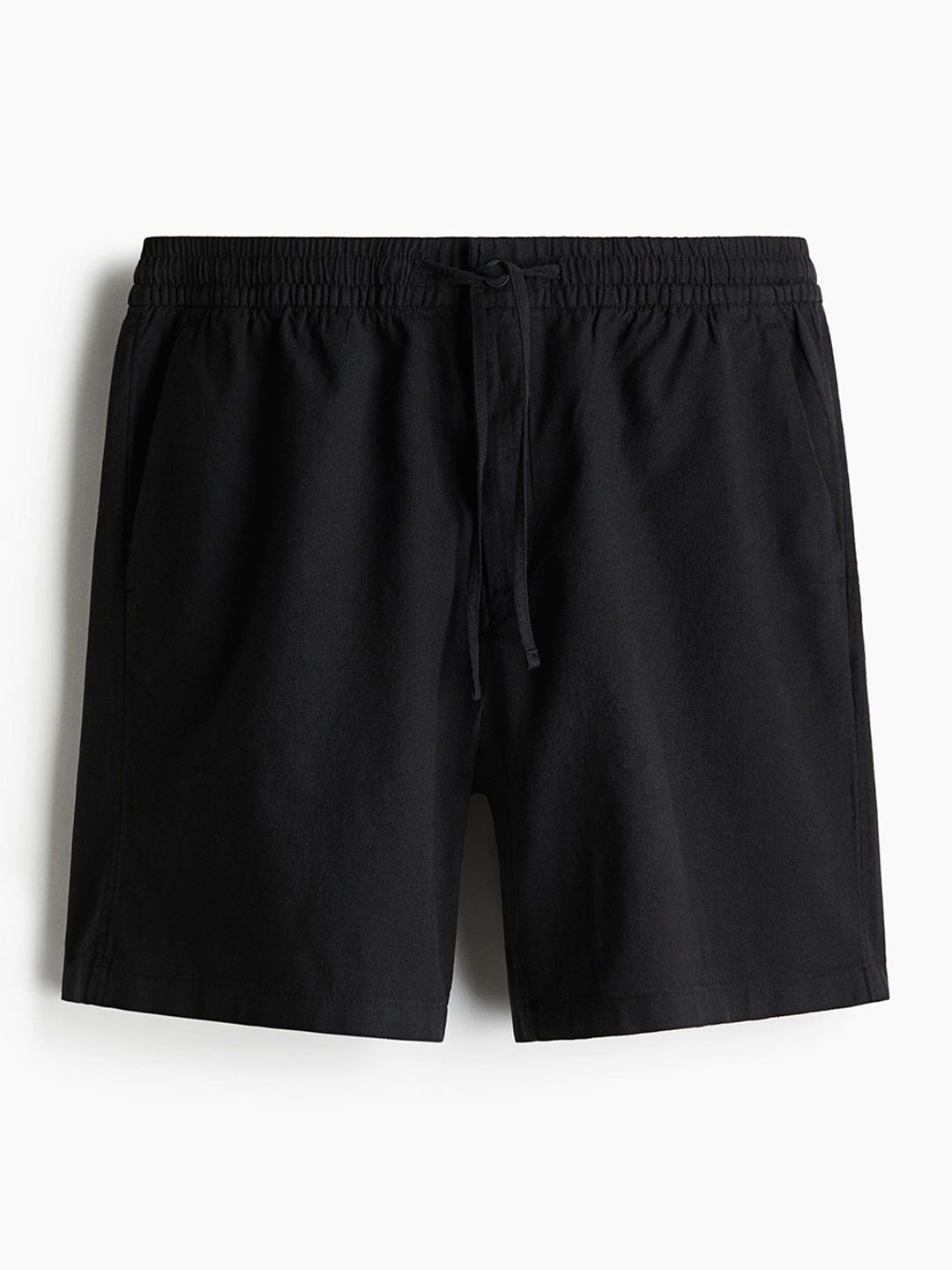 

H&M Regular Fit Linen-Blend Shorts, Black