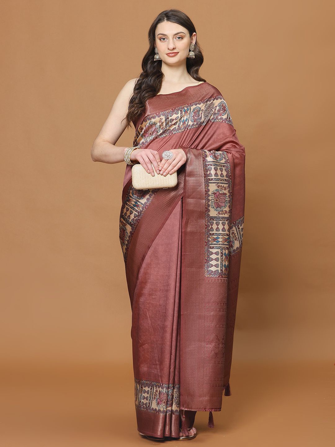 

Meena Bazaar Zari Satin Saree, Blue