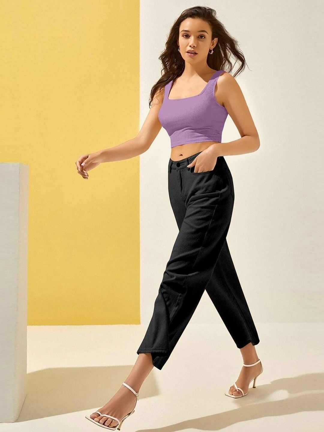 

WESTCHIC Crepe Crop Top, Purple