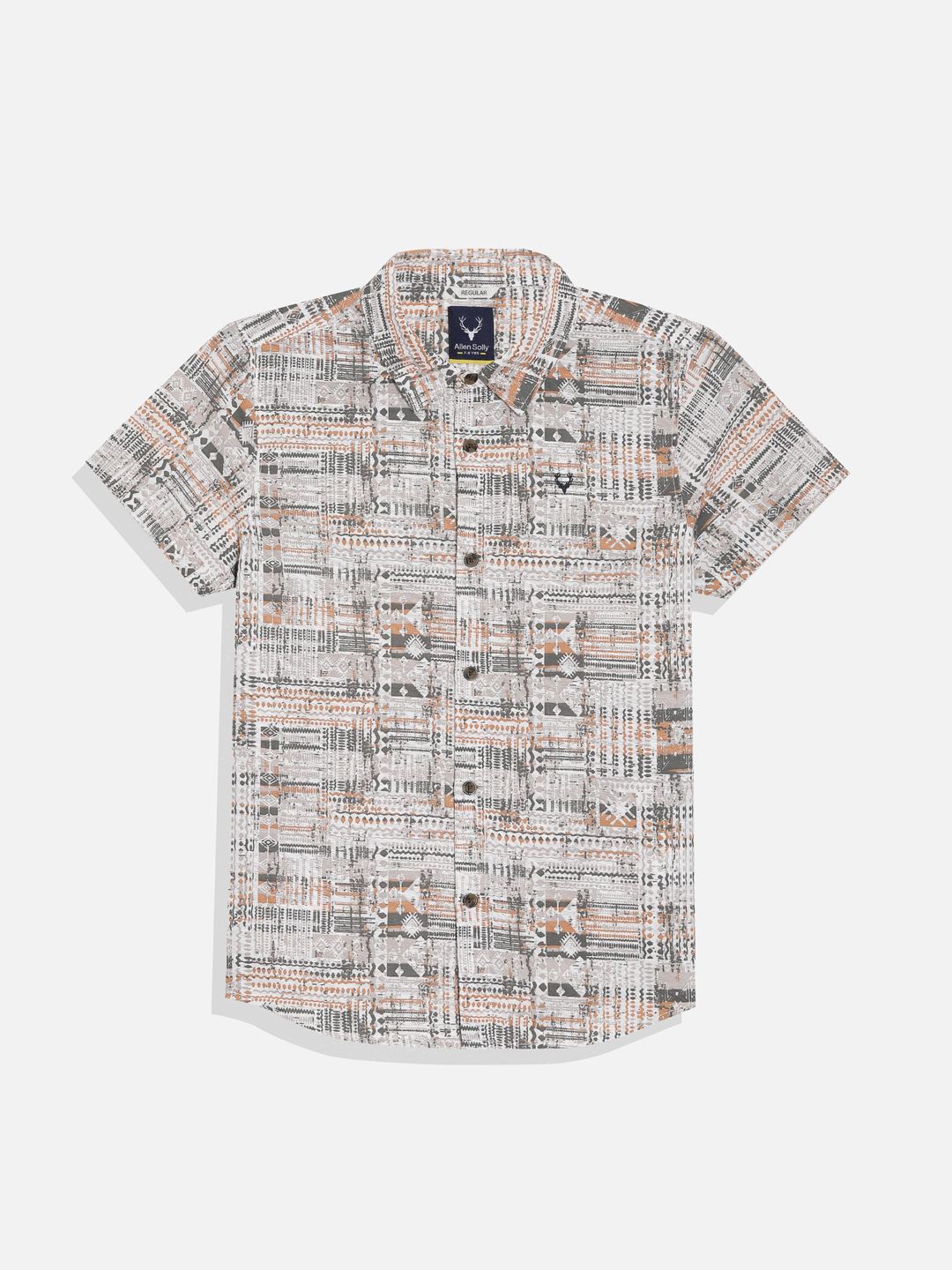 

Allen Solly Junior Boys Spread Collar Abstract Printed Cotton Casual Shirt, Grey