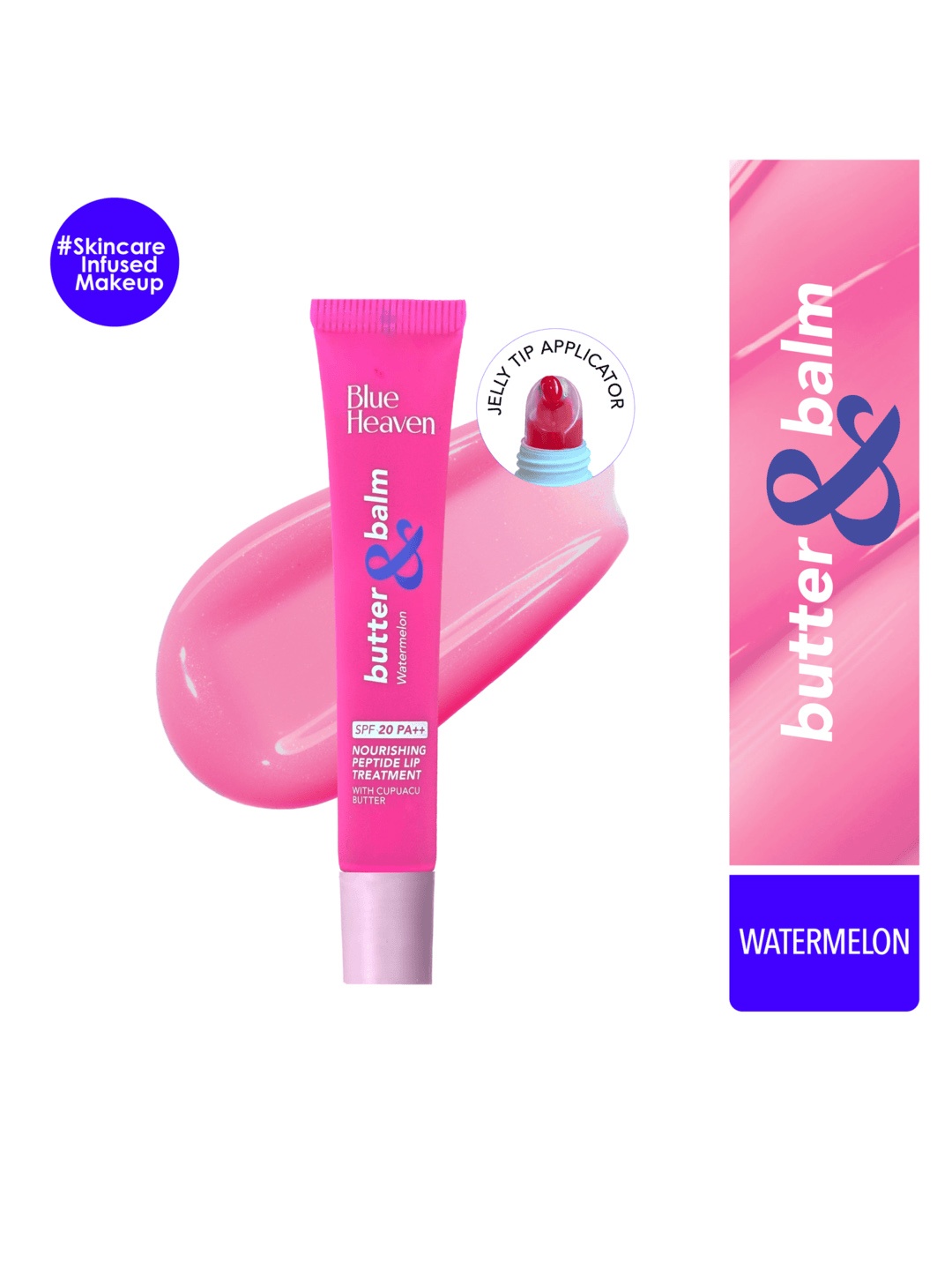 

Blue Heaven Butter & Balm Peptide Infused Tinted Lip Balm with SPF20 PA++ 15g - Watermelon, Pink