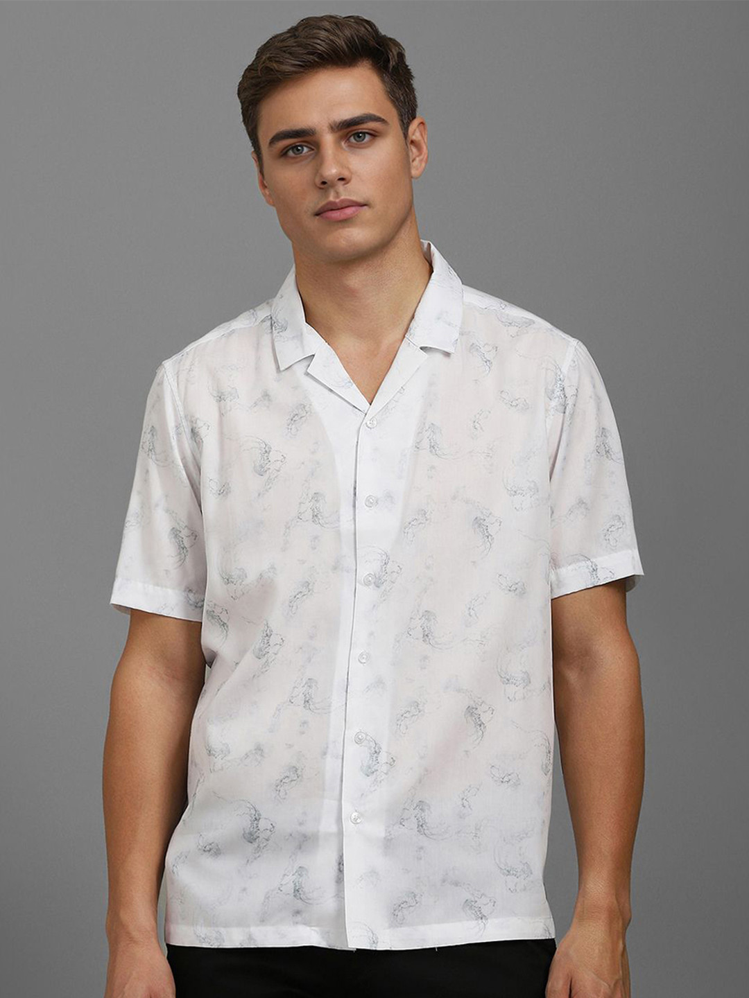 

Louis Philippe Sport Men Cotton Abstract Printed Casual Shirt, White