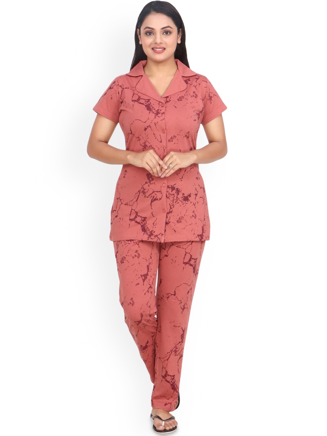 

CLINT Women Printed Night suit, Pink