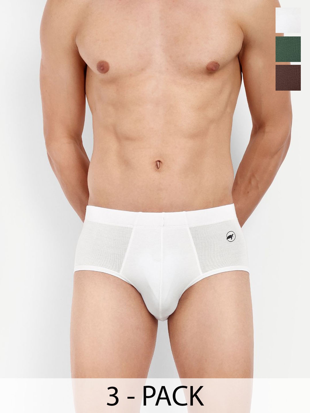 

LOGGERHEAD Pack Of 3 Cotton Hipster Briefs LHIB012-Brown-Green-White