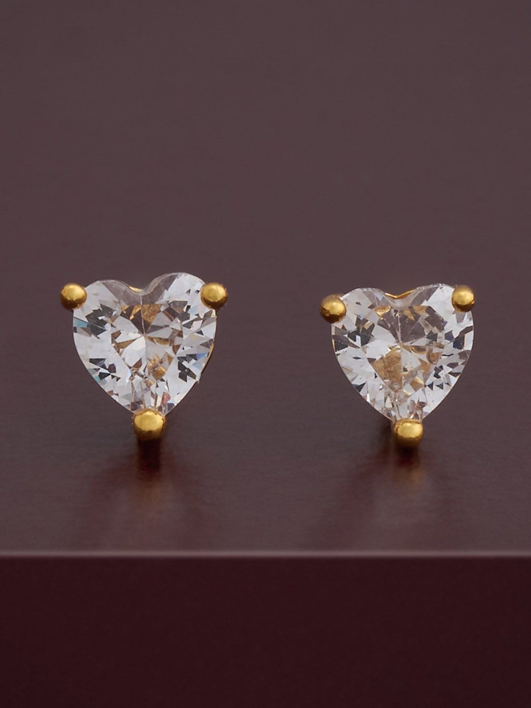 

Kushal's Fashion Jewellery 92.5 Silver Gold-Plated CZ Studded Studs Earrings