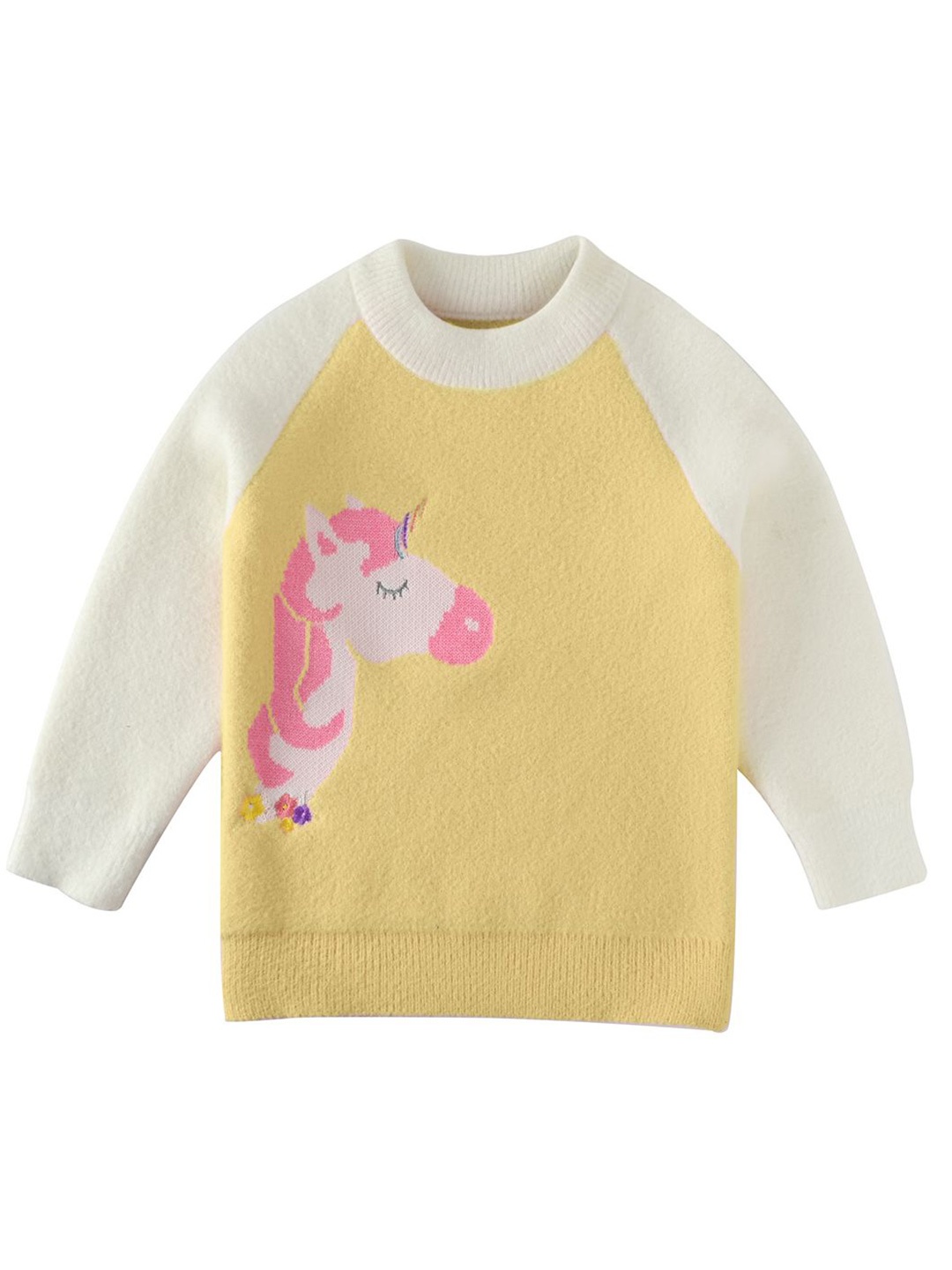 

Bold N Elegant Girls Colourblocked Pullover Sweater, Yellow