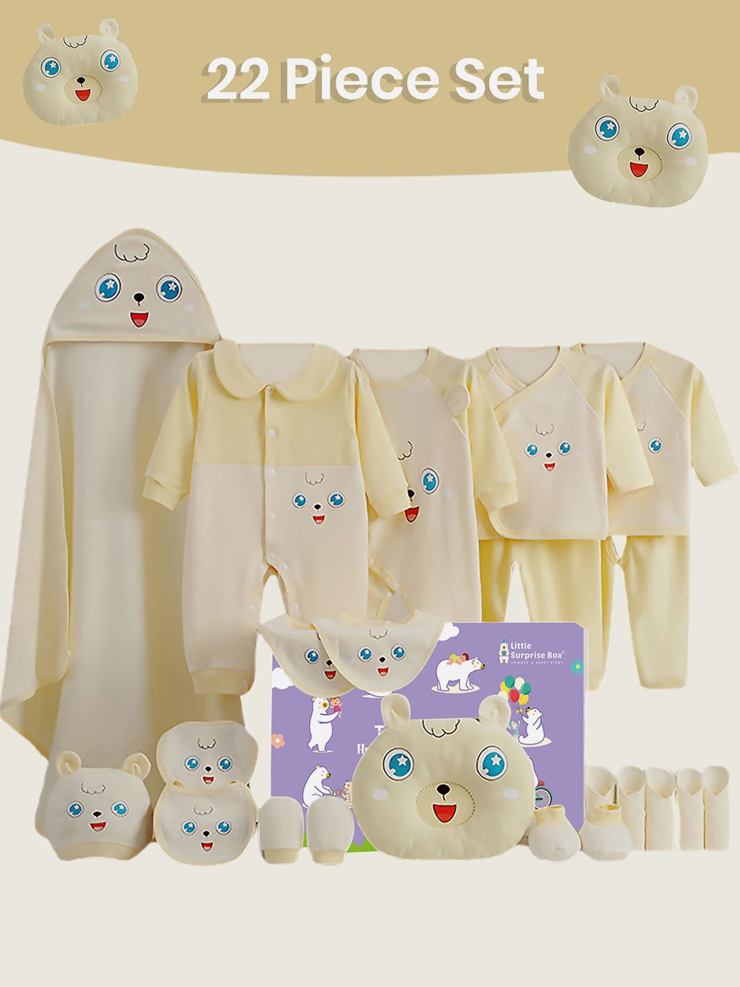 

Little Surprise Box LLP Kids 23-Pcs Baby Apparel Gift Set, Yellow