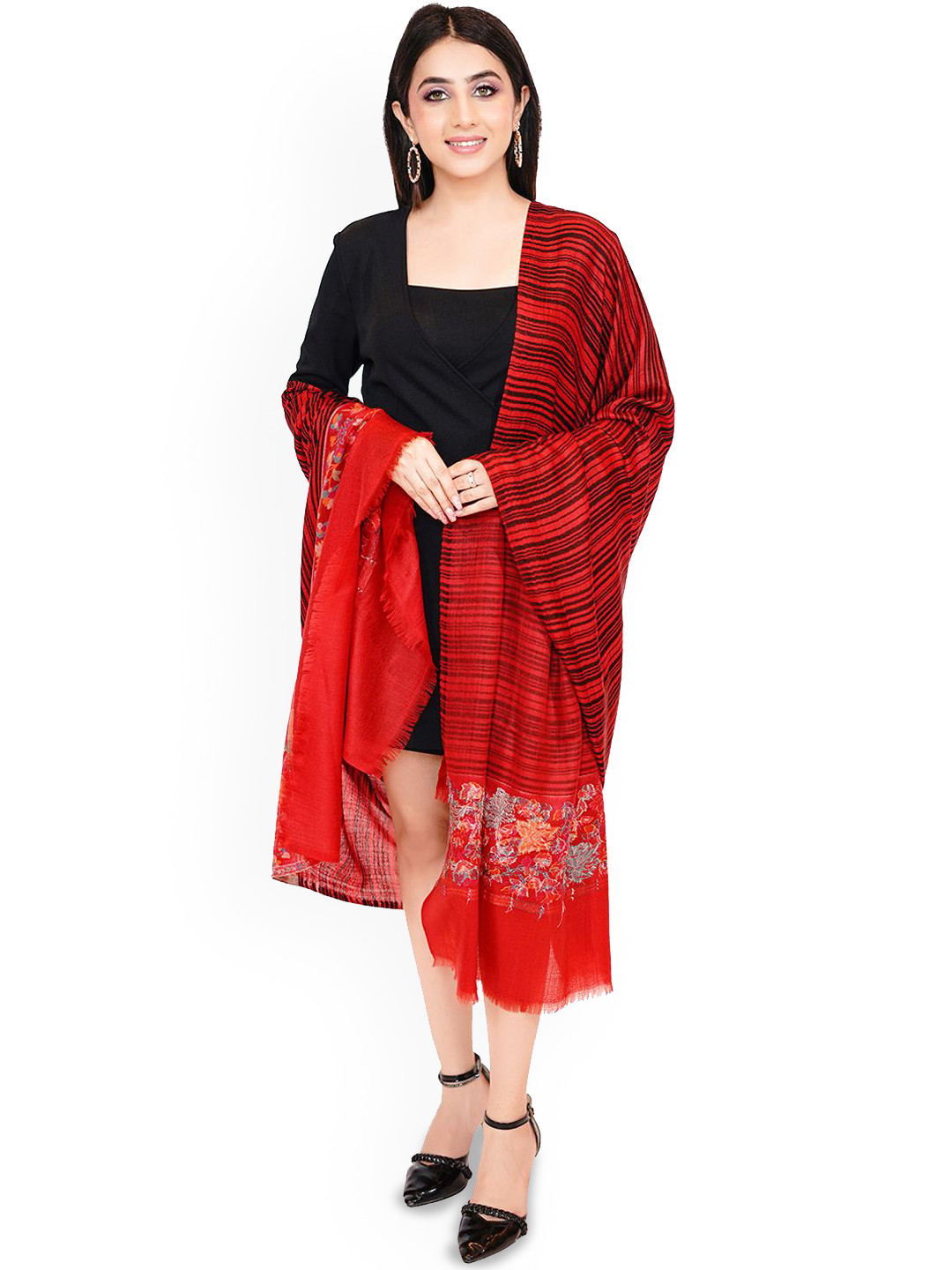 

PASHMAL INDIA PRIVATE LIMITED Striped Shawl, Red