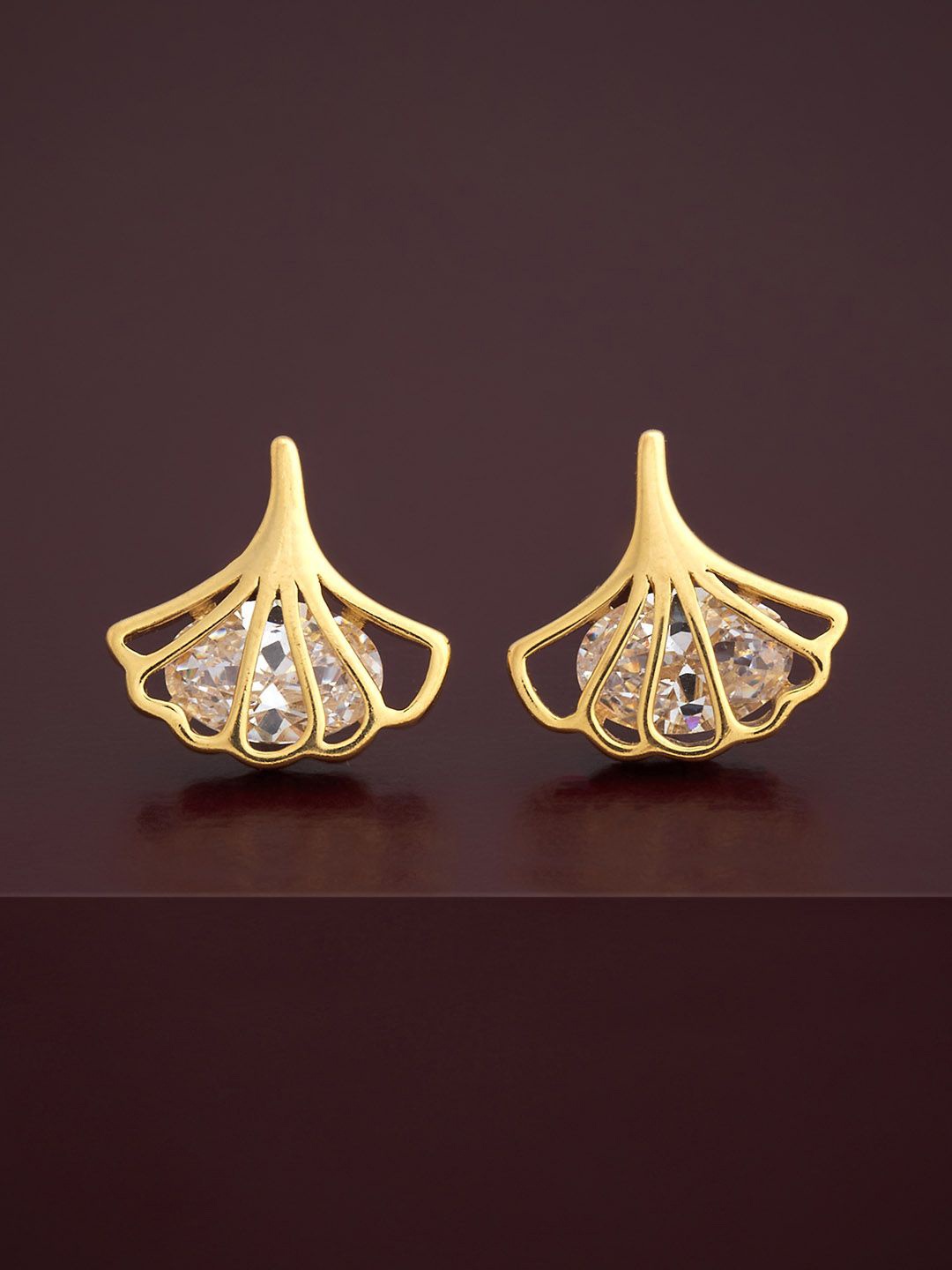 

Kushal's Fashion Jewellery 92.5 Silver Gold-Plated Cubic Zirconia Studs