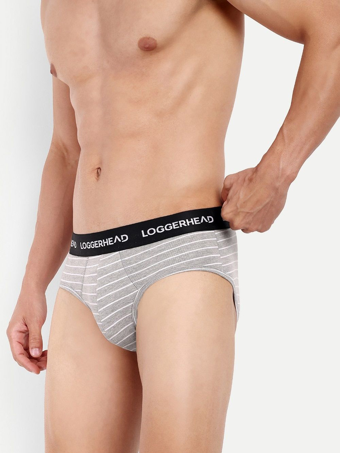 

LOGGERHEAD Striped Mid Rise Brief - LHYB011-GREY-Grey